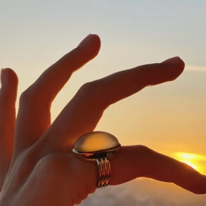 Anello oro con Prasiolite Cabochon