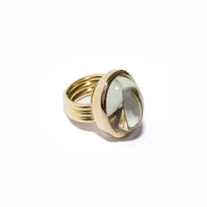 Anello oro con Prasiolite Cabochon