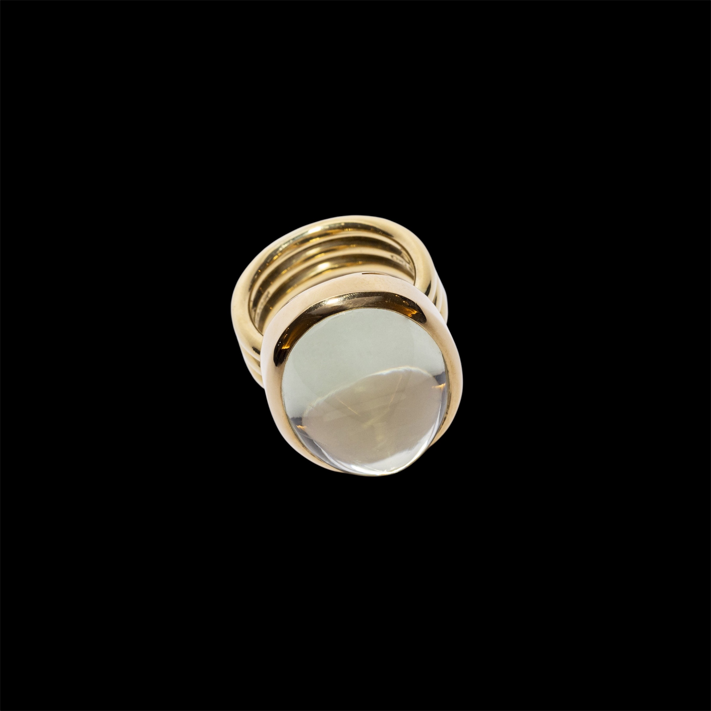 Anello oro con Prasiolite Cabochon